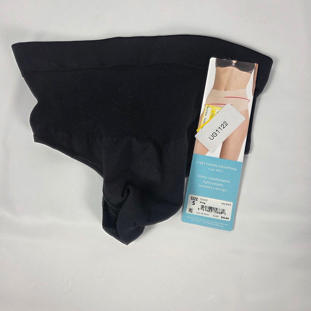 Assets by Spanx Seamless Shaping Thong Black Tummy Smoothing Small NWT 10150R